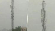 Rajasthan: Powerful Storm Knocks Out Mobile Tower To Ground in Nagaur District, Video Goes Viral