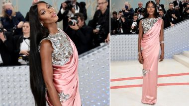 Met Gala 2023: Supermodel Naomi Campbell Glams Up in a Saree Gown Look for the Fashion Event (View Pics)