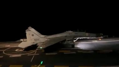 MiG-29K Night Landing Video: Indian Navy Successfully Executes Maiden Night Landing of MiG-29K on INS Vikrant