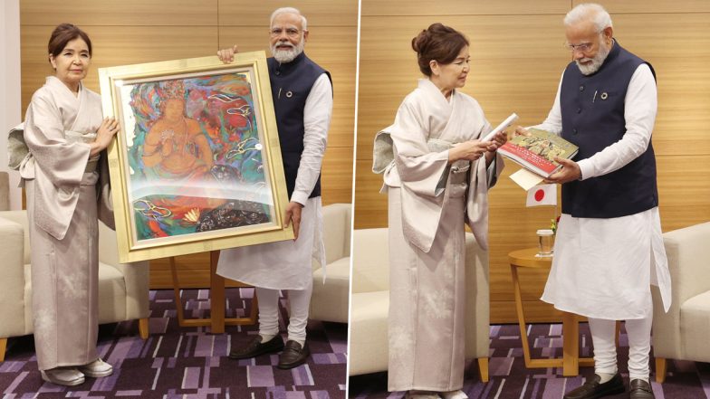 PM Narendra Modi Appreciates Japanese Painter Hiroko Takayama for Imbibing the Spirit of India in Her Paintings (See Pics)