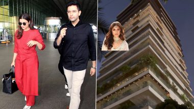 Parineeti Chopra and Raghav Chadha Engagement: Actress' Mumbai Residence Decked Up With Lights Ahead of the Rumoured Celebration (Watch Video)