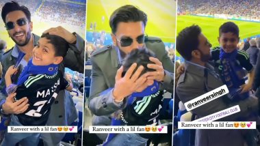 Ranveer Singh Adorably Hugs and Kisses His Little Fan During Arsenal vs Chelsea Match (Watch Video)