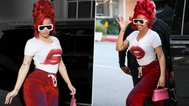 Cardi B Flaunts Her Red Hairdo As She Steps Out in a Figure-Hugging T-Shirt and Bright Red Pants! Check Out Rapper’s Eye-Popping Look (View Pics)