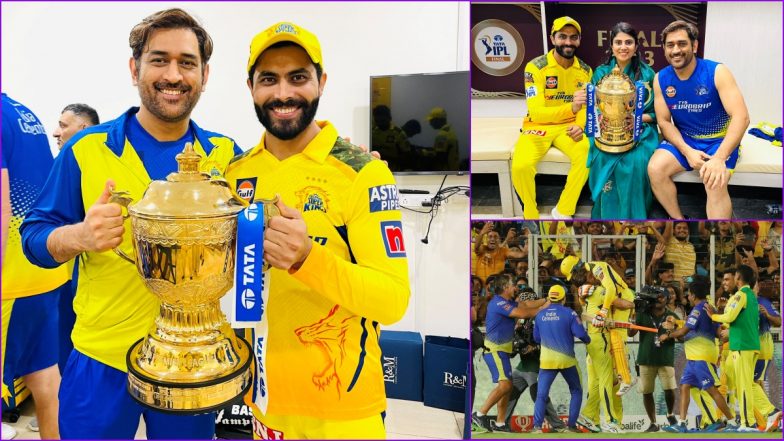 'Mahi Bhai Aapke Liye Toh Kuch Bhi' Ravindra Jadeja Shares Heartfelt Post for MS Dhoni After CSK's IPL 2023 Title Win, Poses With Wife Rivaba