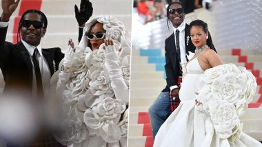 Pregnant Rihanna Arrives With A$AP Rocky at Met Gala 2023! RiRi Wows Everyone in Valentino Floral Hooded Gown at the Event (View Pics)