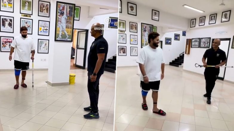 Watch: Rishabh Pant throws away crutch, walks without support