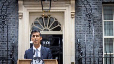 Rishi Sunak Evacuated After Car Crashes Into Front Gates of Downing Street in London, Driver Arrested (Watch Video)