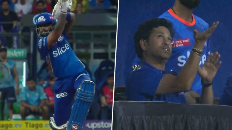 Sachin Tendulkar's Reaction to Suryakumar Yadav's Unique Cover Drive Over Third Man for Six During MI vs GT IPL 2023 Match Goes Viral!