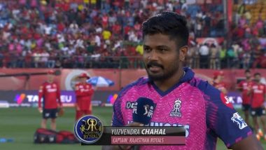 ‘Yuzi Bhai Masti Nahi’ Broadcaster Goof-Up Shows Sanju Samson As 'Yuzvendra Chahal, Captain, Rajasthan Royals' During Toss of PBKS vs RR IPL 2023 Match, Fans React