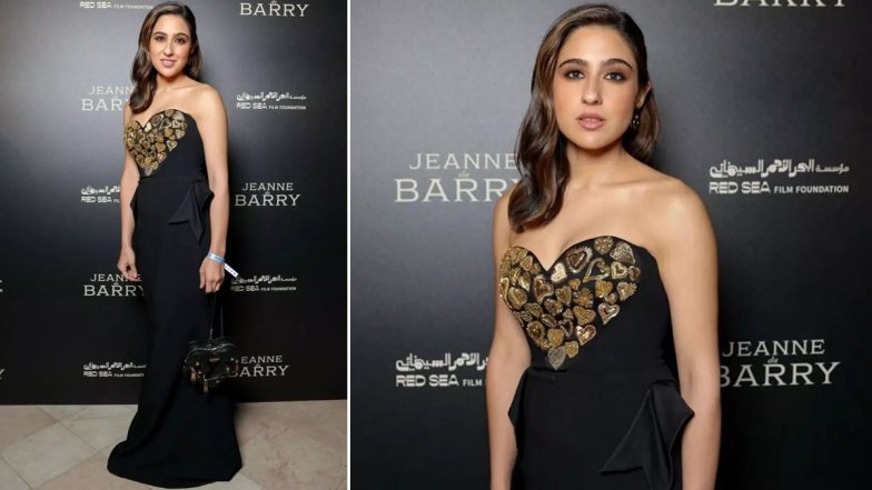 Cannes 2023: Sara Ali Khan Puts 'Golden Heart' on Display As She Stuns in Black Gown at the Gala Event (View Viral Pics)