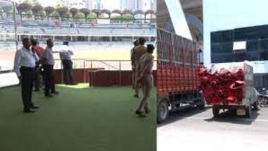 Karnataka CM Swearing-In Ceremony: Preparations Underway at Bengaluru’s Sri Kanteerava Outdoor Stadium for Oath-Taking Event of New Chief Minister (Watch Video)