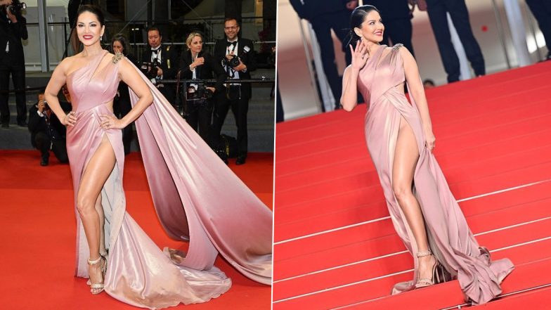 Sunny Leone at Cannes 2023! Kennedy Actress Stuns in Sexy Pink Thigh-High Slit Gown at the Prestigious Event (View Pics)