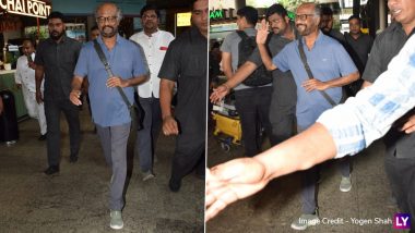 Superstar Rajinikanth Arrives in Mumbai! Jailer Star Sweetly Waves Out to Fans at the Airport (Watch Video)
