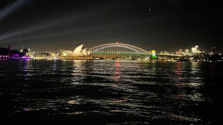 Tiranga Colours Light Up the Sydney Harbour and Opera House Ahead of Indian Prime Minister Narendra Modi's Visit (View Pic)