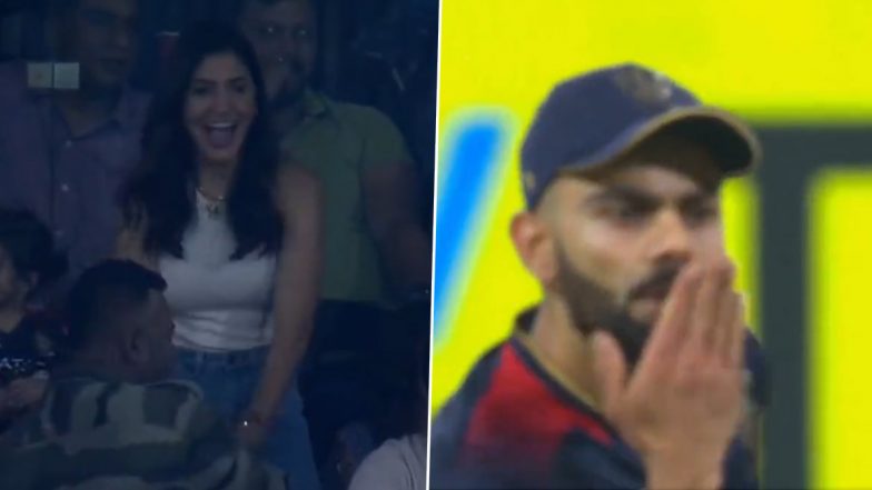 What A Catch' Anushka Sharma Exults in Celebration As Virat Kohli Takes A  Stunner and Blows Kiss During LSG vs RCB IPL 2023 Match (Watch Video) | ðŸ  LatestLY