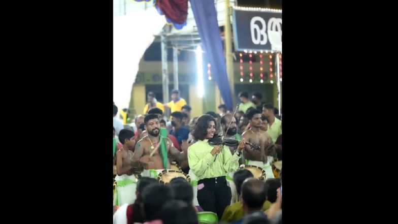 Girl Plays Ilayaraja's Tamil Hit 'Manguyile Poonguyile' on Violin With Chenda Melam in Kerala, Stirring Fusion of Musical Instruments Impresses Netizens (Watch Video)