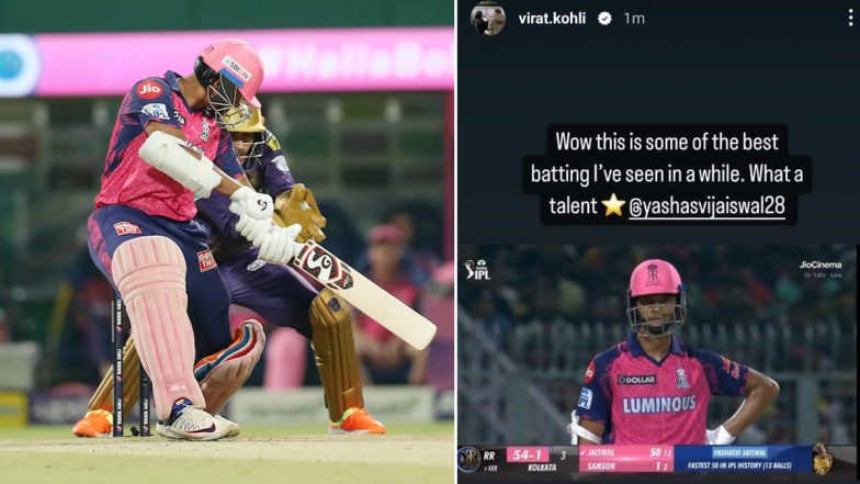 Virat Kohli Lauds Yashasvi Jaiswal For Hitting Fastest Half-Century in IPL History During KKR vs RR IPL 2023 Clash (See Instagram Story)