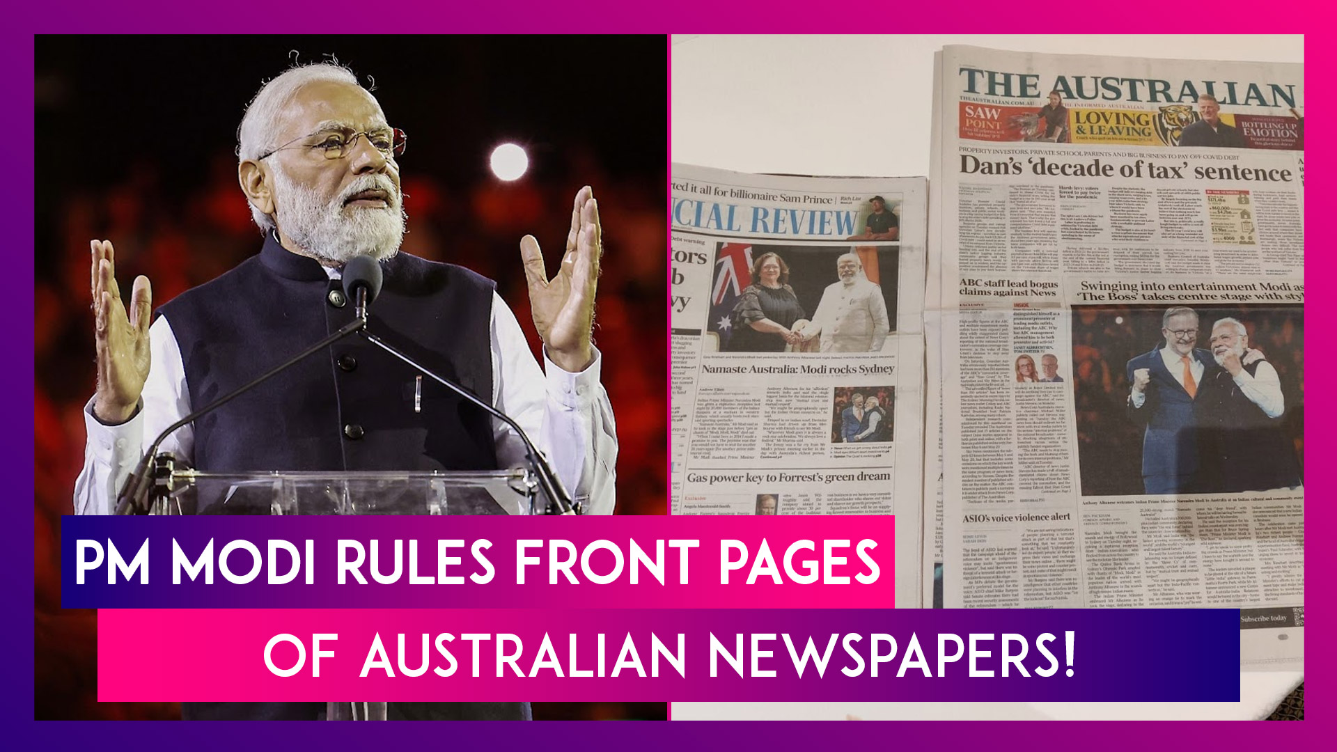 PM Narendra Modi Rules Front Pages Of Australian Newspapers!