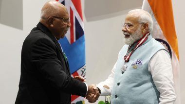 PM Narendra Modi Conferred With Fiji's Highest Honour 'Companion of the Order of Fiji' by Its Premier Sitiveni Rabuka In Recognition of His Global Leadership (See Pics and Video)