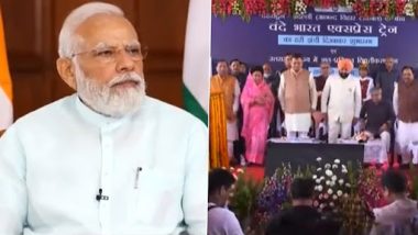 Vande Bharat Express Inauguration in Uttarakhand: PM Narendra Modi Flags Off Inaugural Run of State’s First Semi-High Speed Train (Watch Video)