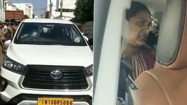 Tamil Nadu: Clash Breaks Out Between DMK Workers and IT Officials Following Raids Linked to Minister Senthil Balaji, Miscreants Attempt to Break Windshield of Cars (Watch Video)