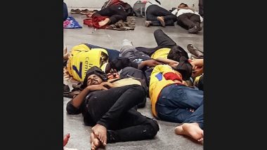 Picture of CSK Fans Sleeping at Railway Station After Chennai Super Kings vs Gujarat Titans IPL 2023 Final Postponed to Reserve Day Due to Rain in Ahmedabad Goes Viral