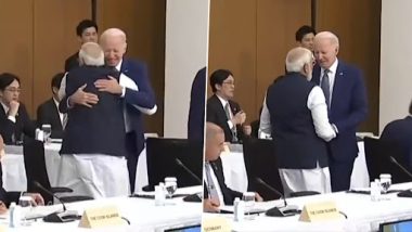 G7 Summit 2023: PM Narendra Modi Greets US President Joe Biden With Tight Hug in Japan (Watch Video)