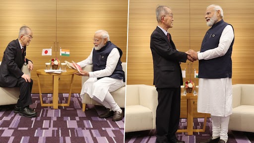 G7 Summit 2023: PM Narendra Modi Meets Padma Awardee Japanese Professor Tomio Mizokami, a Hindi & Punjabi Linguist (See Pics)