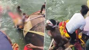 Uttar Pradesh Boat Capsize: Vessel Capsizes at Maldepur Ganga Ghat in Ballia; Three Women Dead, Three Rescued (Watch Video)