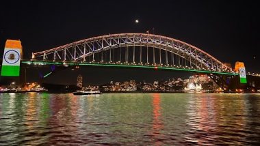 Tricolour on Display at Iconic Structures in Australia: Sydney Harbour Bridge, Opera House Light Up in Tiranga Colours for PM Narendra Modi’s Visit (See Pic and Video)