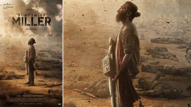 Captain Miller First Look Unveiled! Dhanush Stands Tall in Bodies-Strewn Battleground in New Poster of Arun Matheswaran’s Next (View Pic)