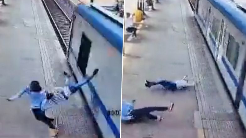 Mumbai Local Train Accident Video: Youth Gets Hit By Speeding Train While Washing Tiffin on Malad Railway Station, Dies