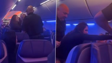 Southwest Airlines Flight Witnesses Ruckus as Drunk Woman Passenger Resists Arrest, Bites and Kicks Cops in US (Watch Video)