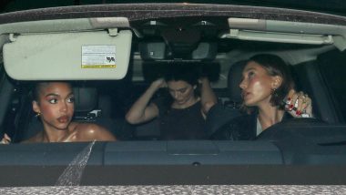 Kendall Jenner Exposes Her Boobs in See-Through Top As She Steps Out for Dinner With Hailey Bieber and Lori Harvey in California (View Pics)