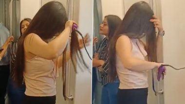 Delhi Metro Woman Straightening Hair Video: Female Commuter Seen Using Hair Straightener in Metro Train Coach, Netizens Furious