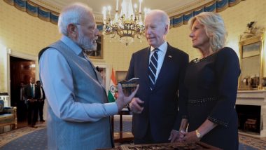 PM Narendra Modi's Gift to US President Joe Biden Highlights India’s Traditional Respect for Experience (See Pics and Video)