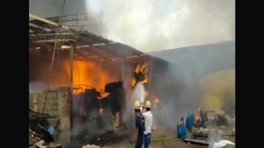 Gujarat Fire: Massive Blaze Erupts at Furniture Shop in Rajkot, No Casualties Reported (Watch Video)