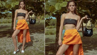 Emma Watson Raises the Temperature in Strapless Black Tube Top and Orange Skirt, Check Picture of the Harry Potter Actress