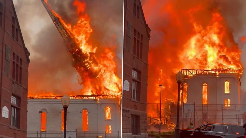 Fire Video: Historic Church in Massachusetts Up in Flames After Getting Struck by Lightning During Storm