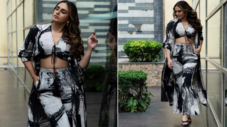 Huma Qureshi Slays in Cami Crop Top, Longline Shrug and Flared Pants (View Pics)