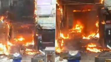 Delhi Fire Video: Bakery in Mayur Bihar Engulfs in Blaze, Four Fire Tenders on Spot