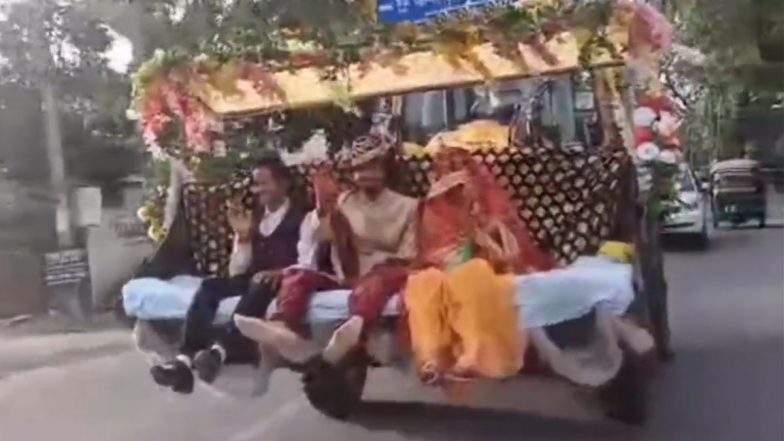 Groom Takes Bride Home On Flowers-Laden JCB in Jharkhand's Ranchi, Video Goes Viral