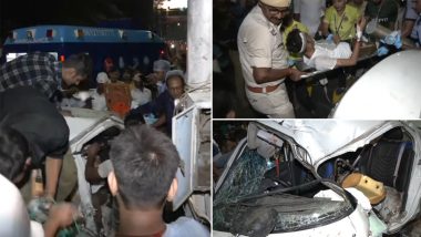 Bihar Road Accident Video: Passenger Gets Trapped With His Leg Stuck Under Seat After Two Cars Collide in Patna's Bailey Road, Rescued After Three Hours