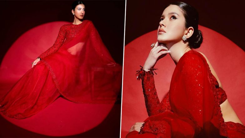 Ravishing in Red! Shanaya Kapoor Is a Sight for Sore Eyes in a Stunning Saree, Best Friend Suhana Khan Comments As Actress Shares Pictures on Instagram