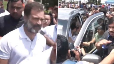 Manipur Violence: Rahul Gandhi Arrives at Imphal for Two-Day Visit To Meet People Displaced by Ethnic Strife (Watch Video)