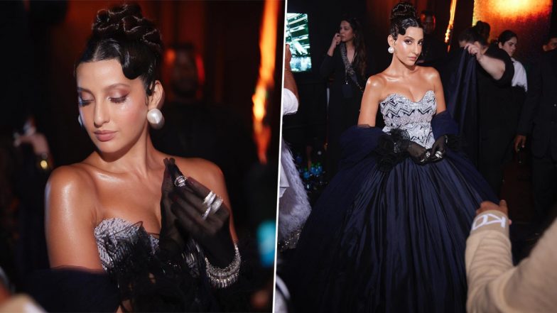 Nora Fatehi Time Travels To The 50s In Latest Insta Post, Embraces Vintage Glamour in Black Gown With Retro Look (View Pics)