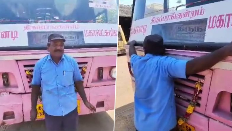 Tamil Nadu Bus Driver Breaks Down, Kisses Steering Wheel on His Last Day of Work; Emotional Video Goes Viral