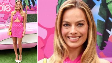 Margot Robbie Shines in Custom Pink and White Polka Dot Valentino Dress at Barbie Photo Call In Los Angeles (Check Pictures)