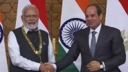 PM Modi Conferred &lsquo;Order of the Nile&rsquo; Award: Egyptian President Abdel Fattah el-Sisi Confers Indian Prime Minister With Egypt&rsquo;s Highest State Honour (Watch Video)
