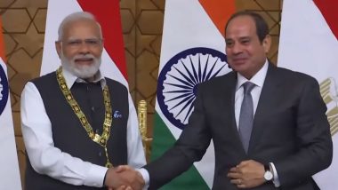PM Modi Conferred ‘Order of the Nile’ Award: Egyptian President Abdel Fattah el-Sisi Confers Indian Prime Minister With Egypt’s Highest State Honour (Watch Video)